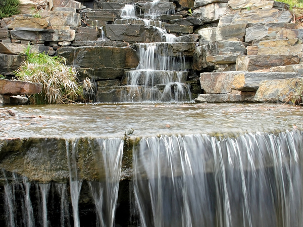 Waterfalls can be a calming presence, as well as enriching water oxygen levels.