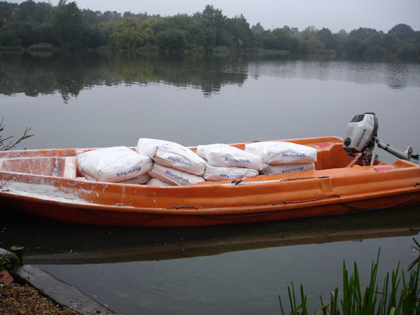 Boats are used for a fast and efficient application of our microchalk.
